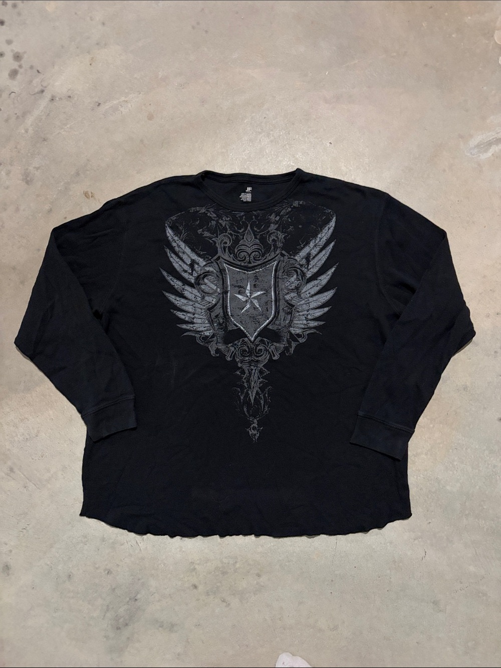 Y2K JF JNCO Style Black Thermal Long Sleeve Shirt
